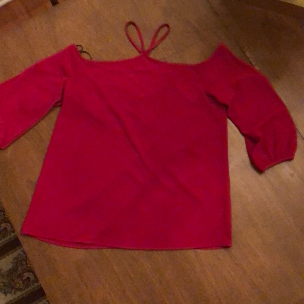 Red Cold Shoulder Top